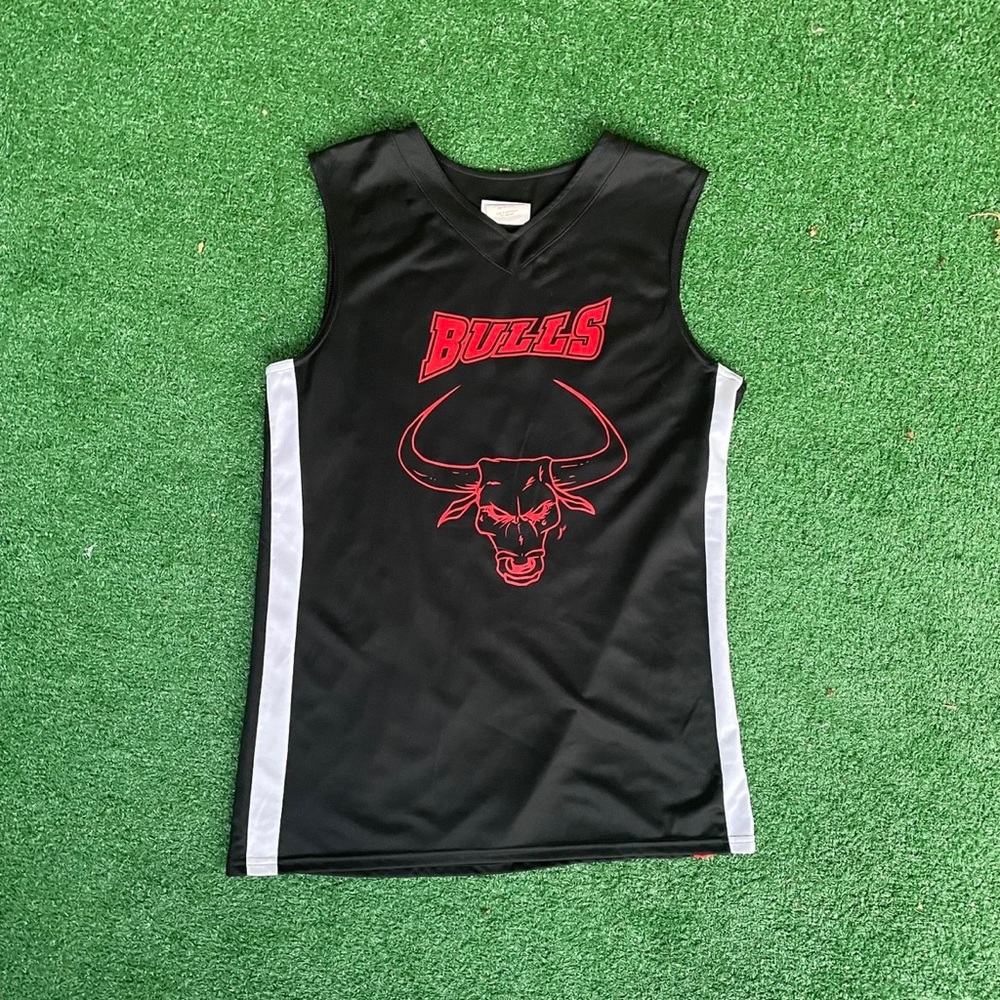 Vintage Black Sleeveless Bulls Basketball Jersey Top